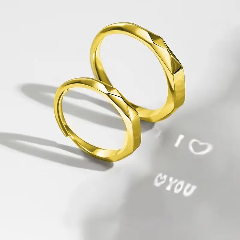 Projection Sterling Silver 925 Adjustable Reflective Light Sculpted Ring Couple Anniversary is a Fashion Gift for Lovers