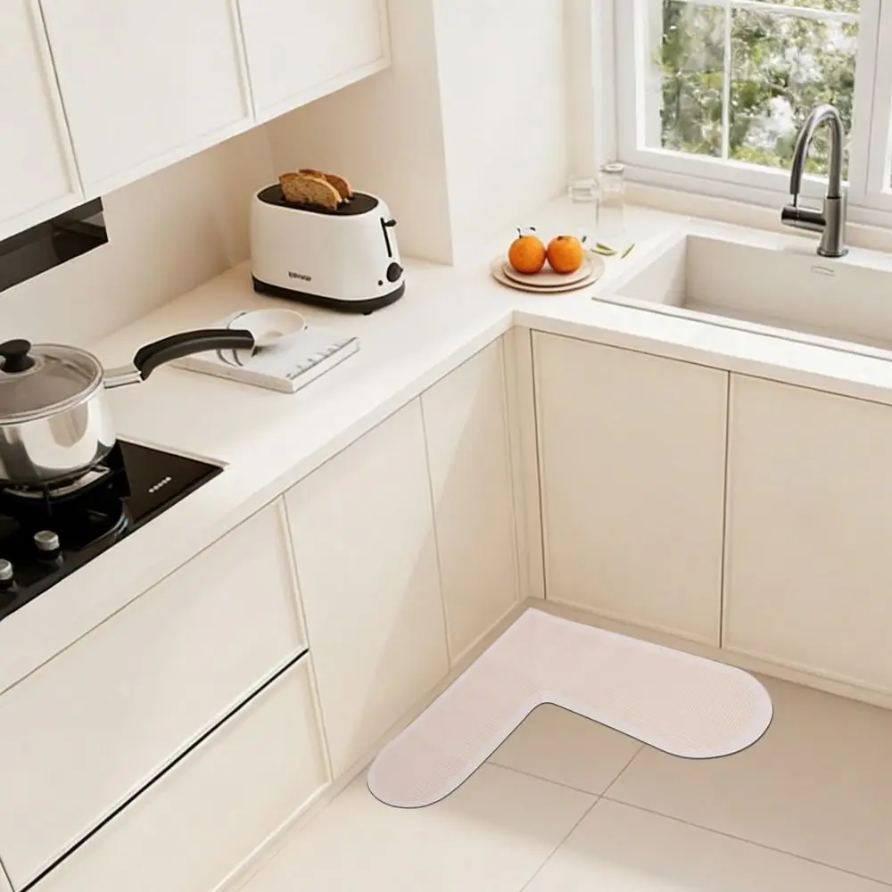 60*60cm Kitchen Carpet L-Shape Water Absorbent Anti-Slip Floor Mat Soft Oil-Proof Waterproof Doormat Home Decoration