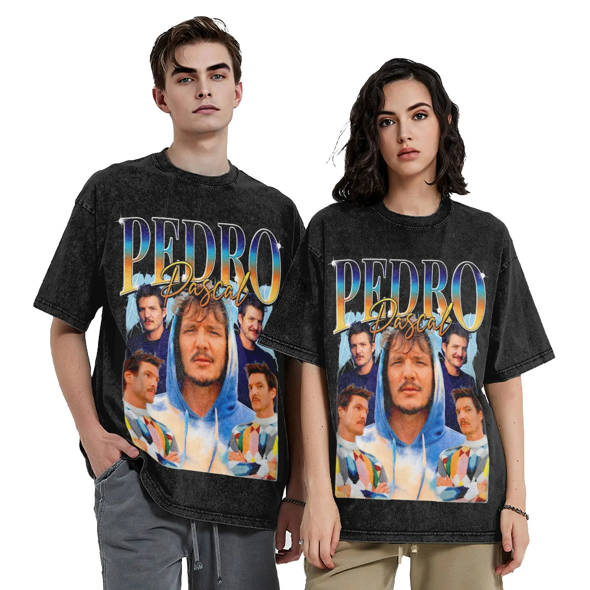 Pedro Pascal T Shirts Hip Hop Washed Short Sleeve Oversize T-Shirts  Novelty for Men Women Tops Streetwear Printed Tees