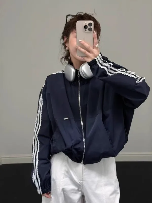 Casual Short Baseball Jacket Women's Stand Collar Spring 2025 New Style Korean Version Versatile Small Size Commute Wind