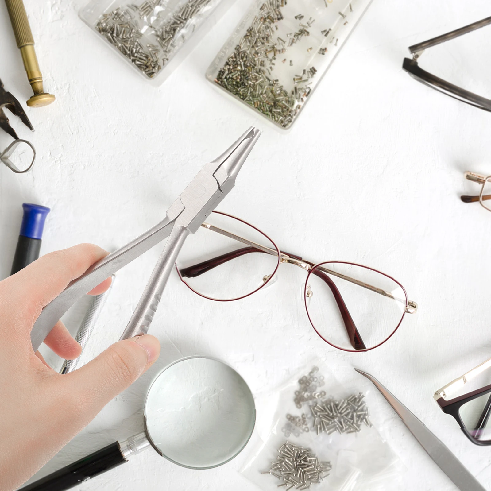 

Nose Pad Plier Eyeglass Repairing Tool Stainless Steel Glasses Accessories 01 Number Pliers For Adjusting Without Damaging