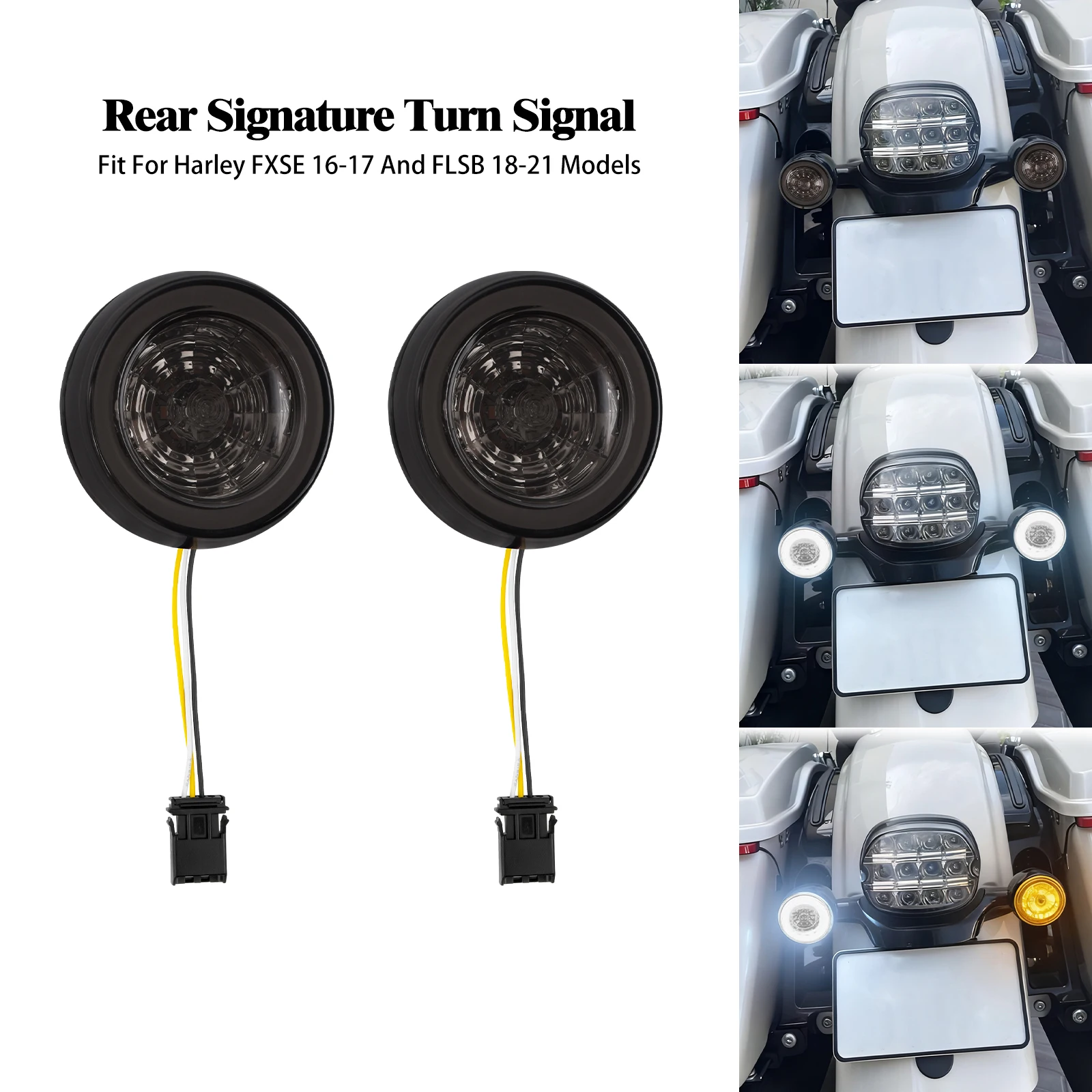 Motorcycle Rear Turn Signal Indicator Bullet Inserts LED Light Running Lamp For Harley FXSE 2016-17 Softail Sport Glide 2018-25
