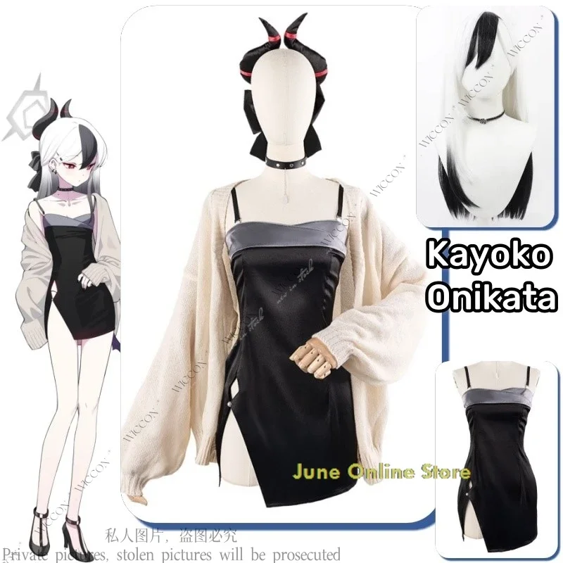 Kayoya onikata anime game blue ware cosplay costume clothing hoodies sexy black dress with sweater Halloween woman dress