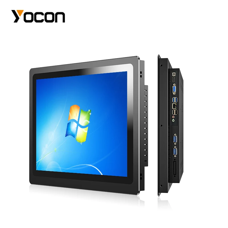 17 Inch Embedded Industrial Panel PC Fan Cooling Capacitive Touch All In One Touch PC RS232 LAN Windows
