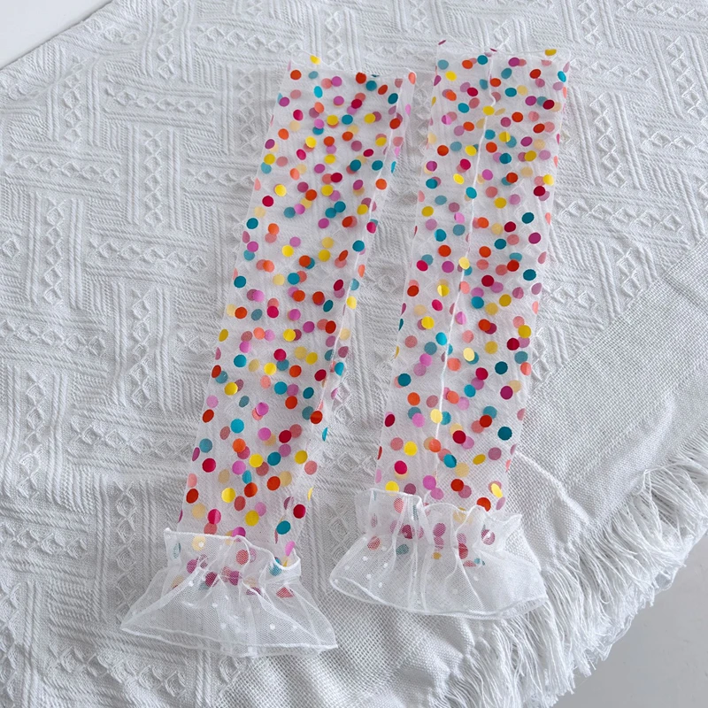 Akcesoria kosmetyczne do fotografii paznokci Polka Dot Mesh Rękawy na ramię Przezroczyste długie rękawiczki bez palców Rekwizyty do studia fotograficznego