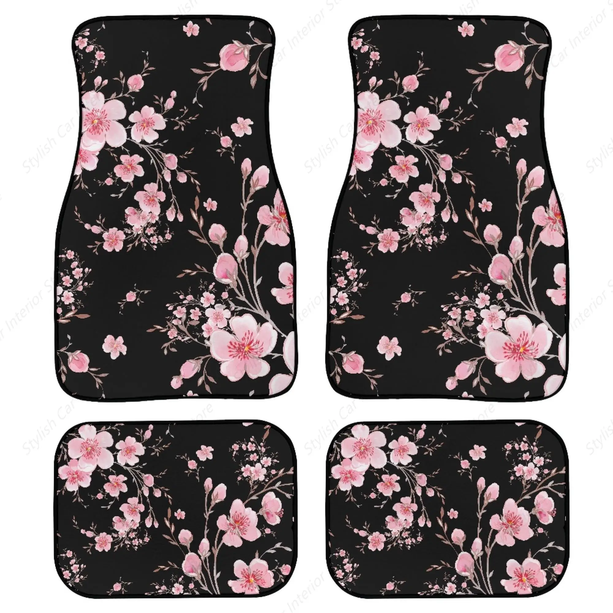 

Автомобильные коврики розового цвета вишни, универсальные акварельные коврики с ручной росписью и красивыми цветущими ветвями, напольные коврики