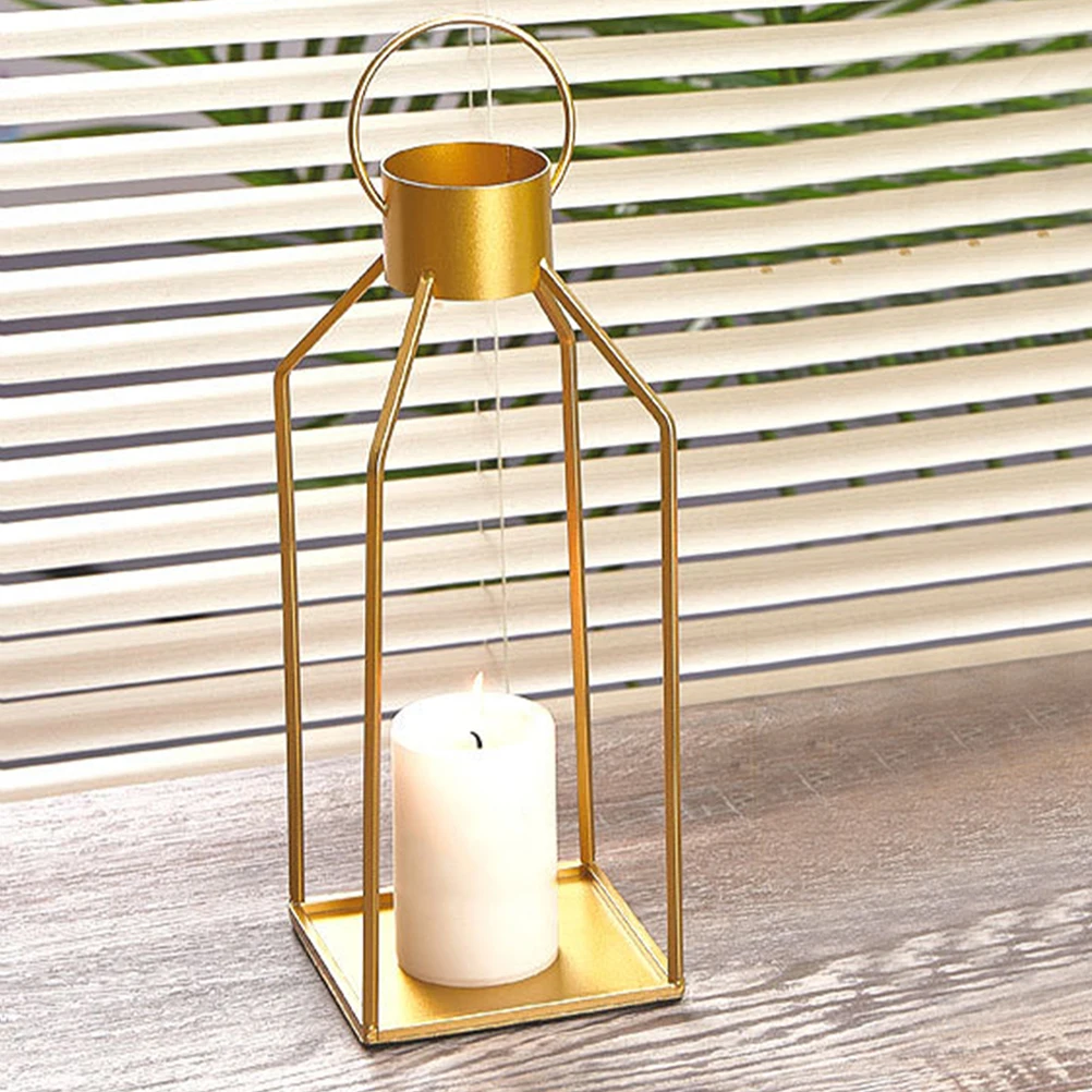 

Golden Iron Candlestick Holder Compact Size for Home Wedding Decor Vintage Artistic Accent Holder