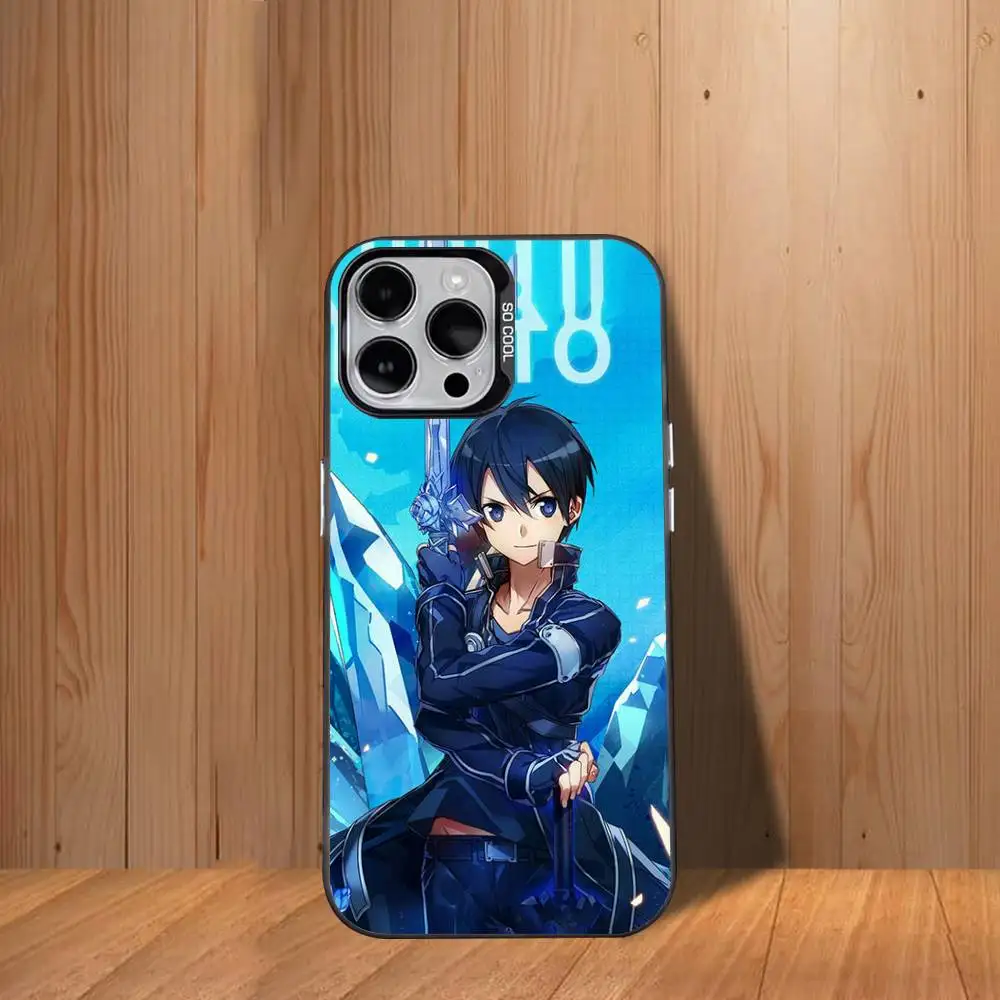 حافظة هاتف Sword Art O-Online SAO Kirigaya لهاتف iPhone 17,16,15,14,13,12,11,Mini,Pro,SE,MAX غطاء أبيض غير لامع مقاوم للصدمات