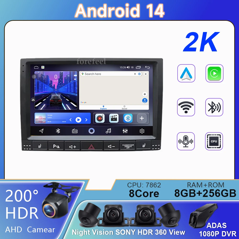 

Автомагнитола на Android для Volkswagen VW Touareg 1 7L 2002-2010, автомобильный мультимедийный плеер с GPS-навигацией, головное устройство для Carplay, № 2din, DVD