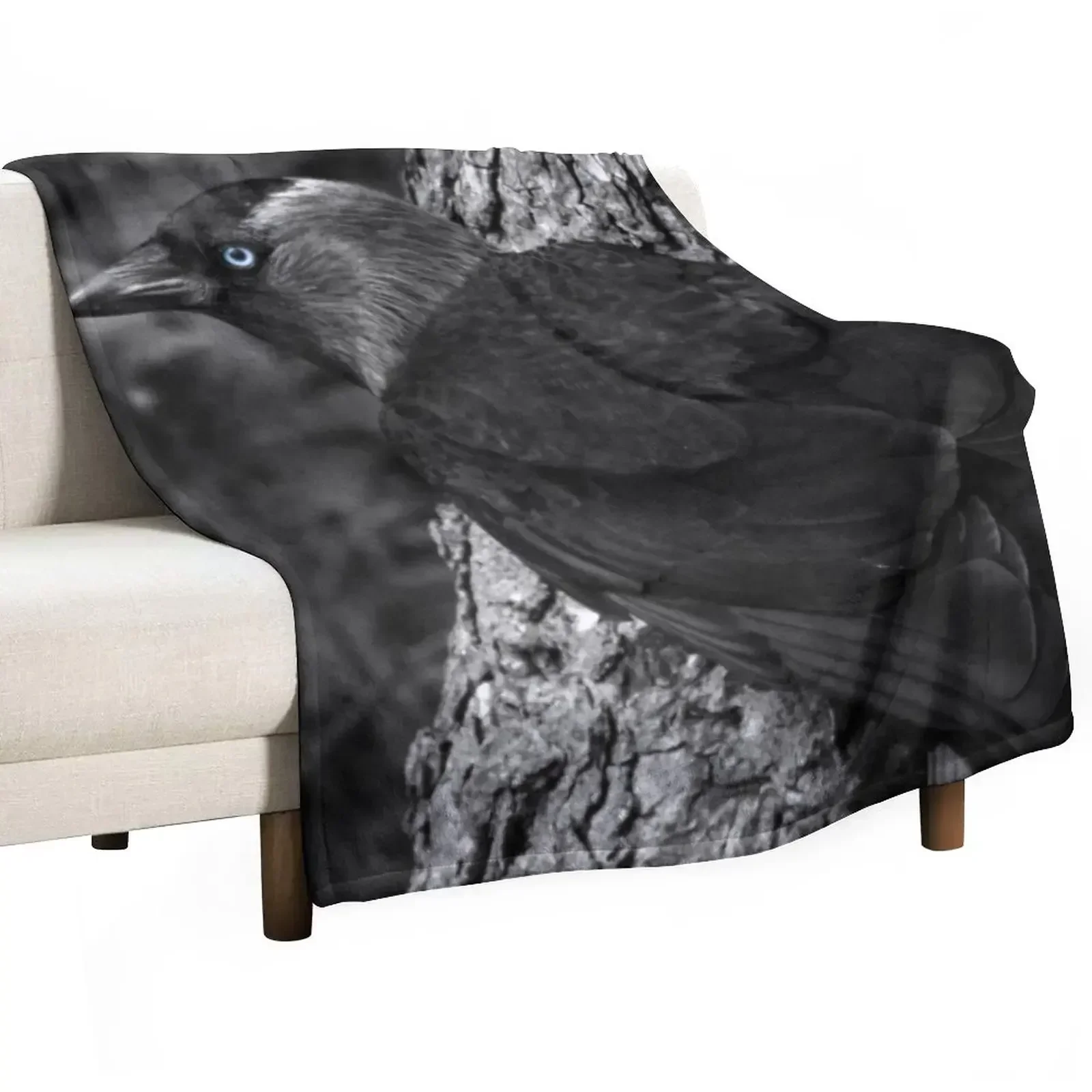 Black common crow Throw Blanket Furrys Retros Soft Beds Vintage Flannel christmas decoration Blankets