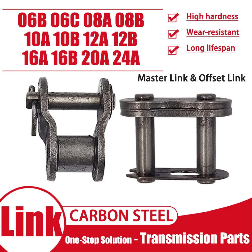 

1Pcs Heavy Duty Carbon Steel Single-Row Chain Connector Fit 06B 06C 08B 08A 10A 12A 16A 20A 24A Industrial Drive Chain