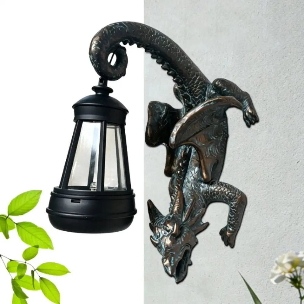 Solar-Powered Dragon Garden Statue Resin Craft Light-Up Ornament Dragon Garden Decor Creative Decoration Whimsical Design