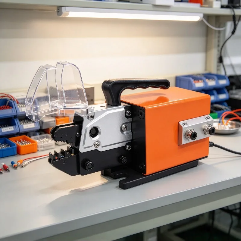 Pneumatic Terminal Crimping Machine, Compatible with AM‑10 GNQ‑5ND, Multi-functional Crimper with Interchangeable Jaw Dies