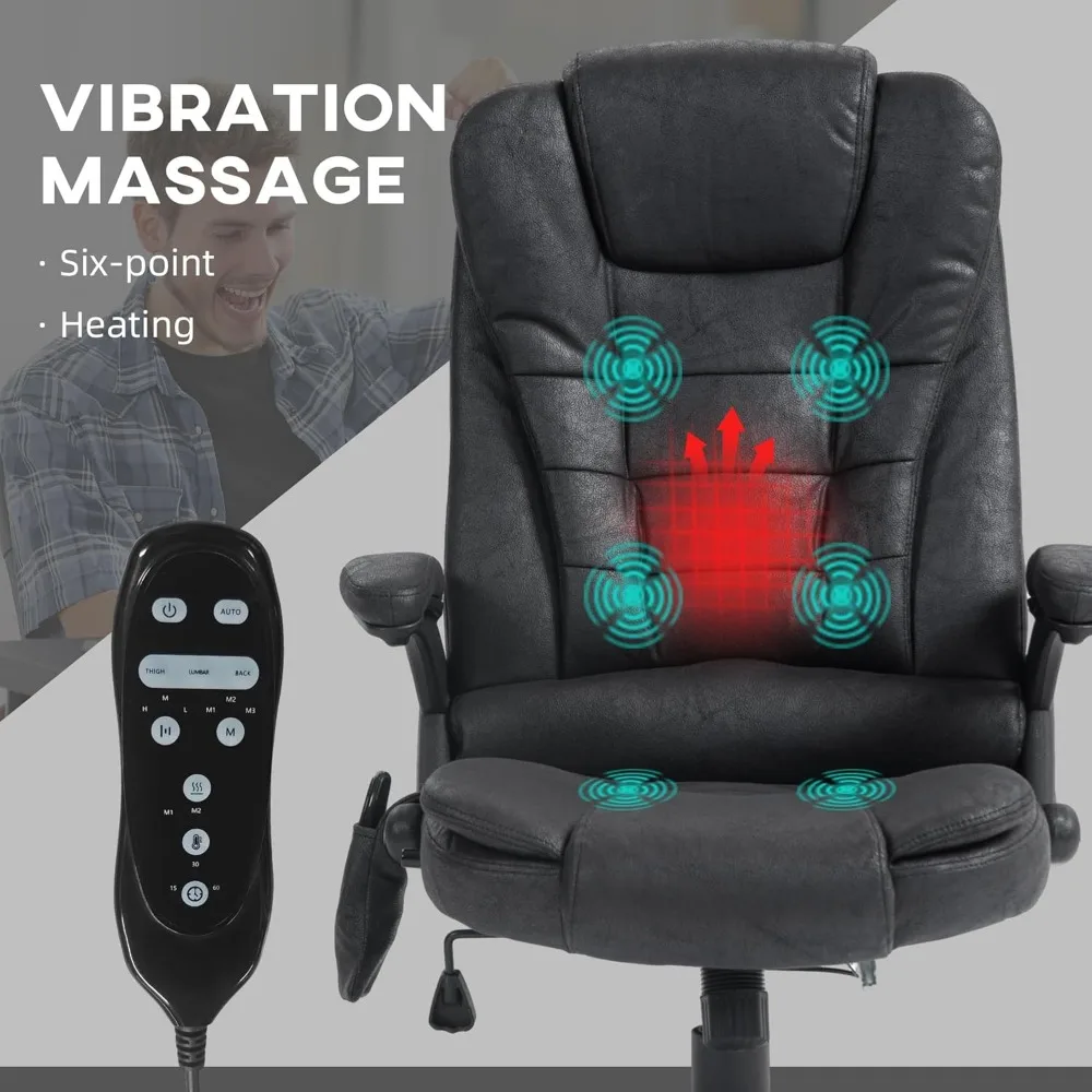 Vibrating Massage High Back Office Chair with Heat, Microfiber Upholstered Reclining Executive Chair for Comfortable Seating