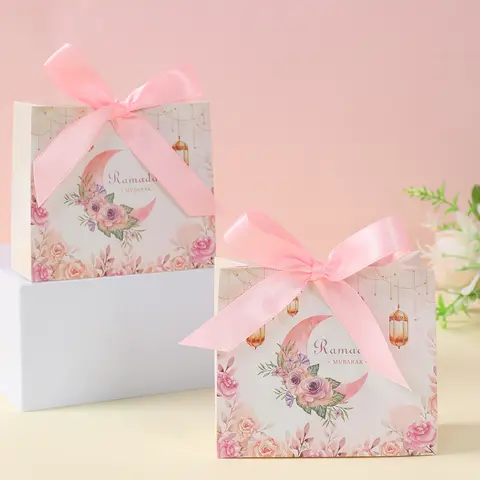 Boîtes d'emballage cadeaux pour Ramadan Kareem, décoration pour la maison, fête musulmane islamique, Eid Al Adha, boîte à bonbons, 2025
