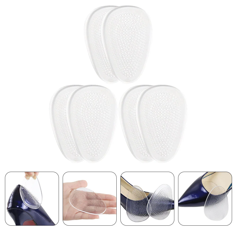 

3 Pairs Shock-absorbing Anti-slip Mat Clear Heels for Women Chunky Heeled Loafers Protectors High Shoes