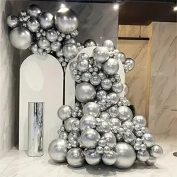 Metallic Silver Balloons 84pcs Silver 18 12 10 5 Inch Chrome Balloon Garland Arch Kit Birthday Wedding Baby Shower Party Decor