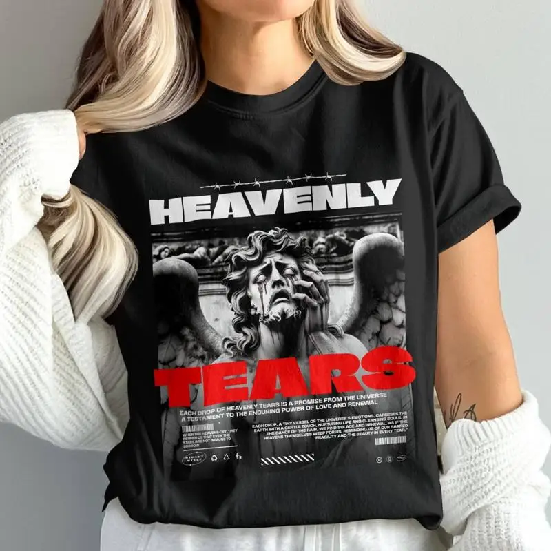 تي شيرت Angel Art Dark Tears Crying Gothic Heaven Design Em #1