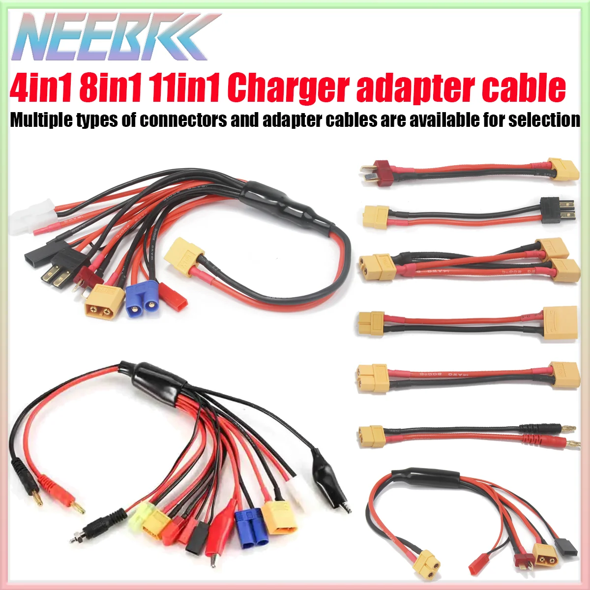 RC Multi Battery Charger Adapter Converter Cable 8in1 11in1 4in1 Banana/T/XT30/XT60/XT90/TRX Alligator Clips Plug for IMAX B6AC