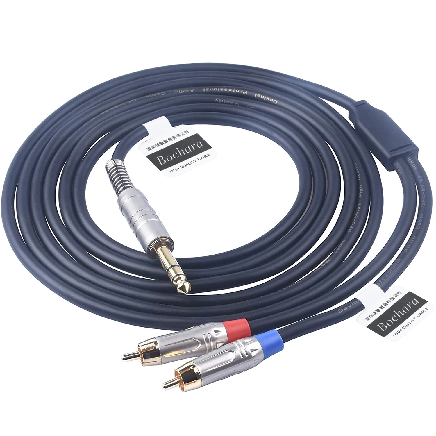 كابل صوتي من الذكور إلى TRS ، من 1 "، 4" ، مقبس ستريو إلى OFC محمية ، مطلي بالذهب ، سبائك الزنك ،