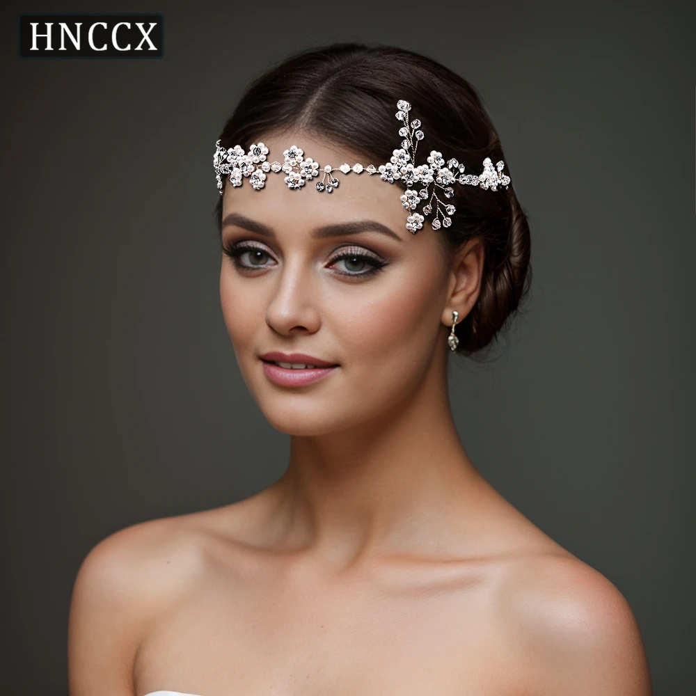 HNCCX Wedding Headband Bridal Pearl Hair Accessories Rhinestone Headdress Bride Crystal Hair Band For Bridesmaid Party CP129