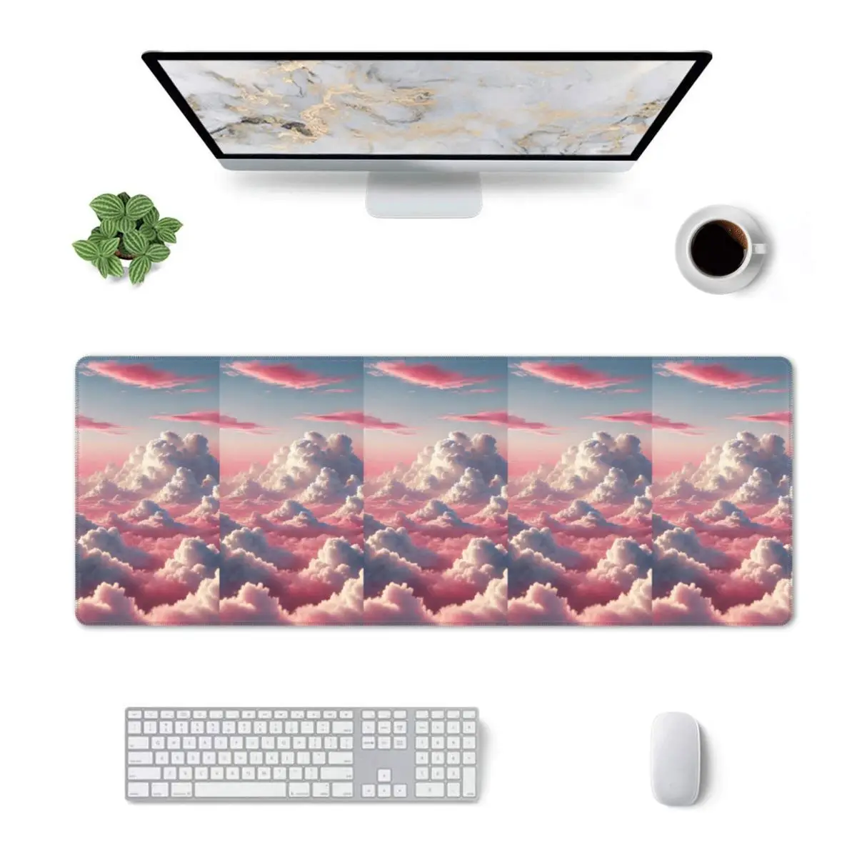 Large Mouse Pad Pink Clouds Sky Large Sunset Glow Gamer PC Laptop Mats Keyboard Carpet Computer Gaming Office Desk Mat