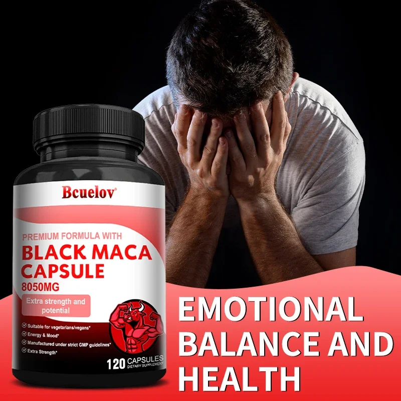 Bcuelov Organic Black Maca Root 8050 Mg, Supports Muscle Mass, Strength, Endurance, Athletic Performance