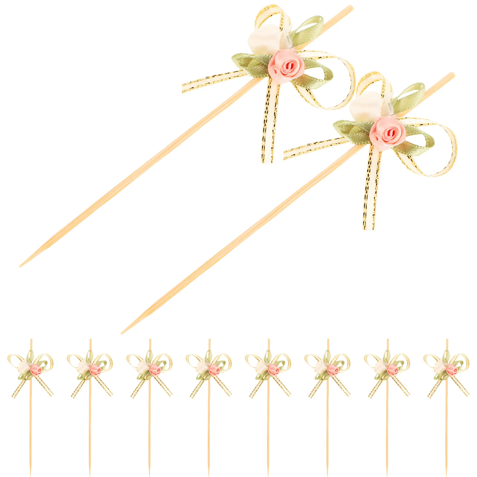 

100Pcs Butterfly Bow Fruit Picks Elegant Disposable Skewers Mini Cake Toppers Appetizer Sticks Dessert Decorations for Baby