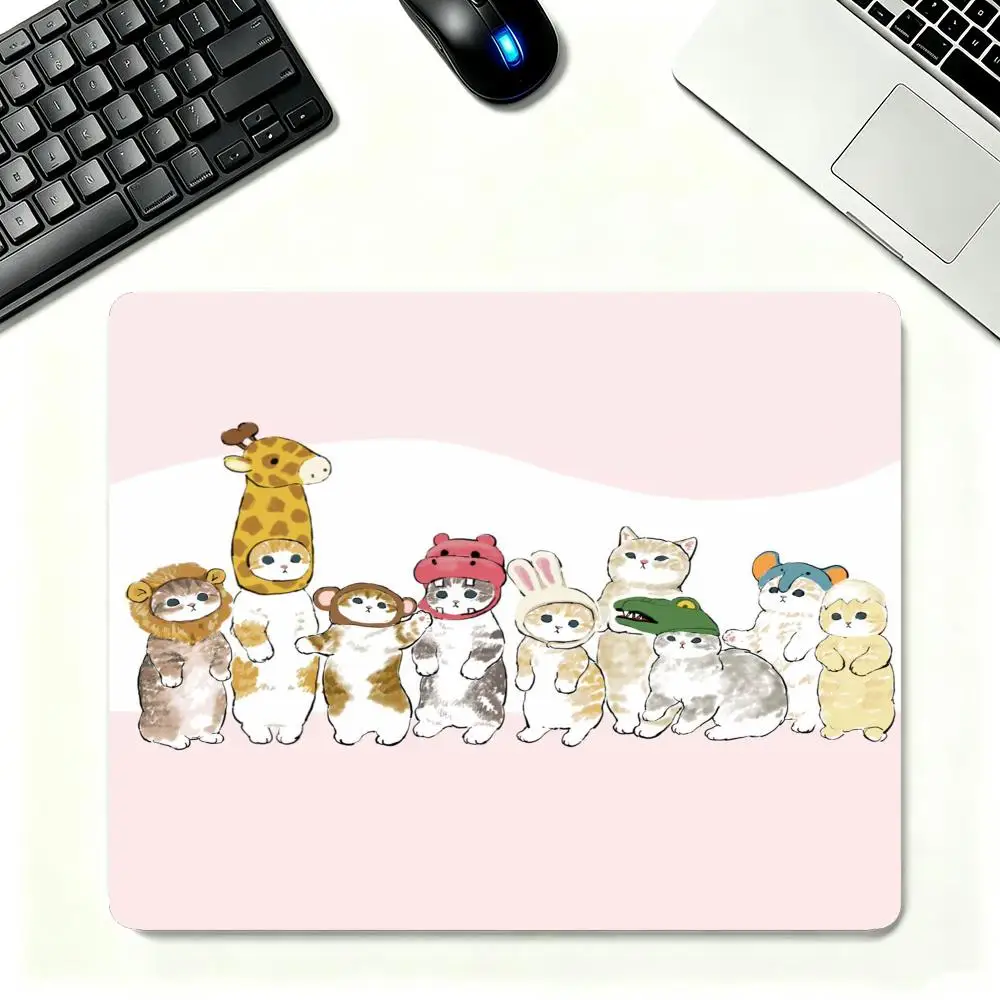 Kawaii Cat Doodle Large Mousepad, Durable Hemmed Edge AntiSlip Keyboard Pad