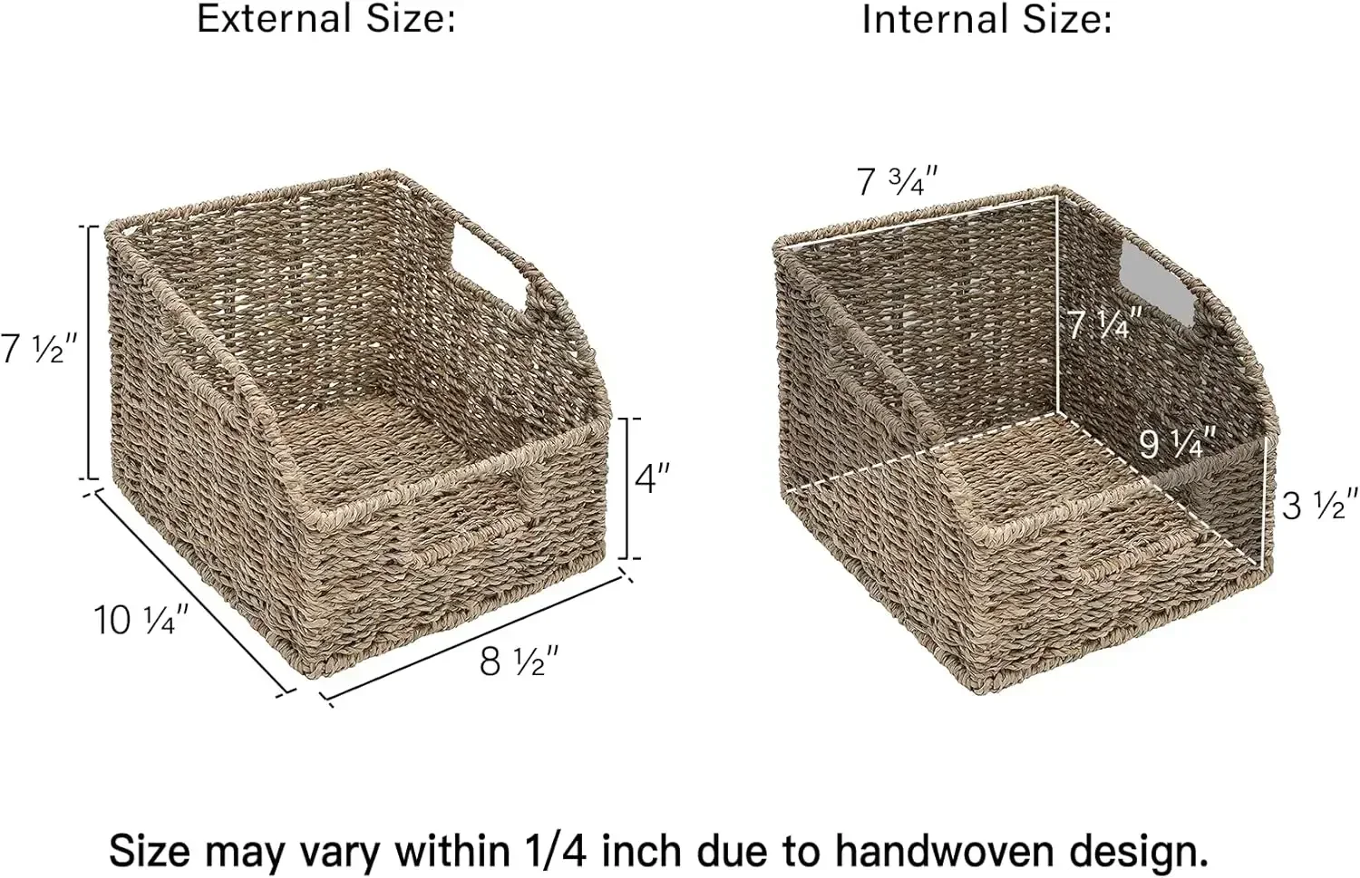 Home.StorageWorks Storage Baskets for Organizing, Wicker Baskets with Built-in Handles, Handwoven Wicker Storage Baskets