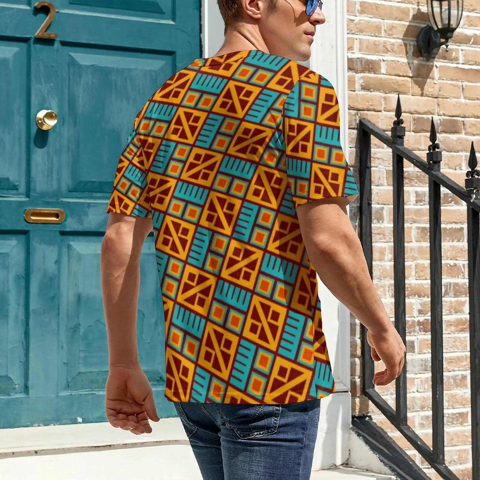 African Tribal T Shirt For Couple Retro Design Print Design O Neck T-Shirts Summer Fashion Clothes Classic Big Size Tee Shirt