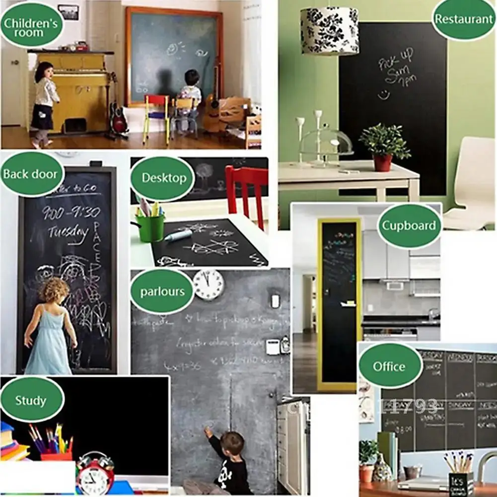 Waterproof Blackboard Sticker 200*60cm PVC Chalk Board Movable Children Graffiti Writing Board Wall Sticker for School Home