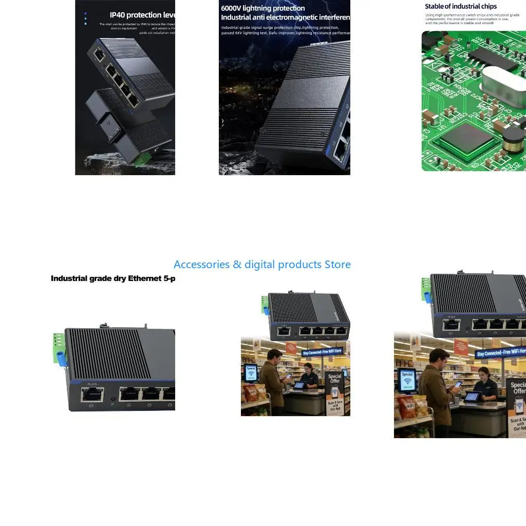 77JD Industrial 5 Port 100Mbps Industrial Switcher 1000Mbps Industry Ethernet Networking Switcher DIN Mounted Data Transfer