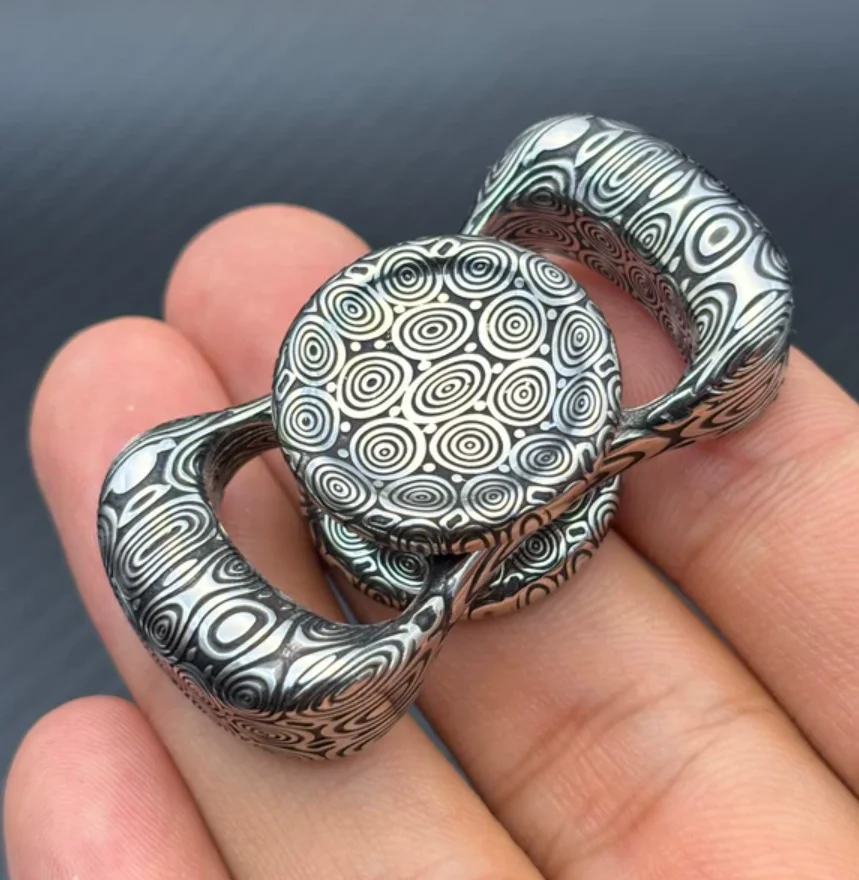 Used EDC KAP Two Leaf Horizon Damascus Stress Relief Toy Haptic Spinner Fingertip Gyroscope Decompression Toys