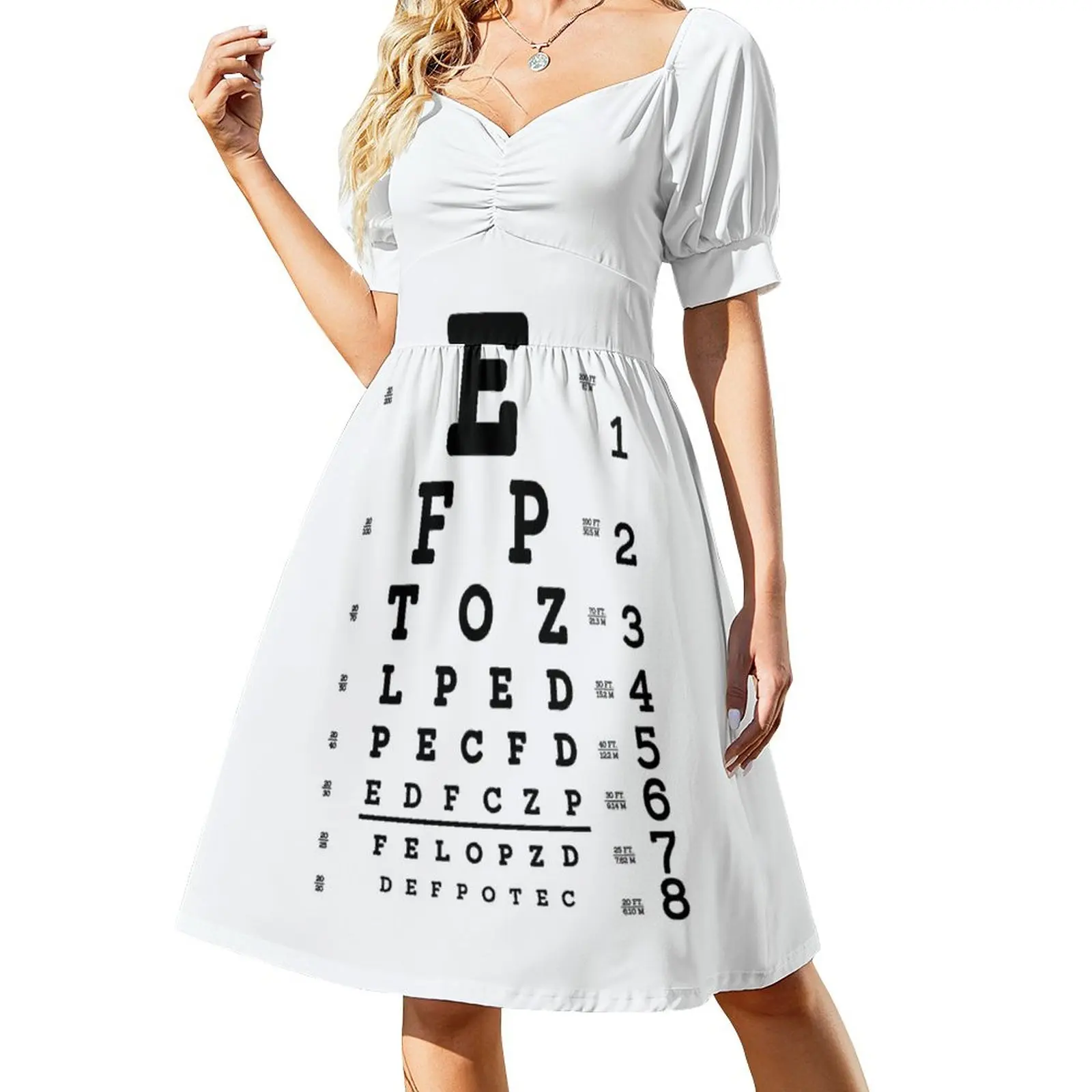 Snellen Eye Chart Sleeveless Dress Long dress woman dress korean style Women's