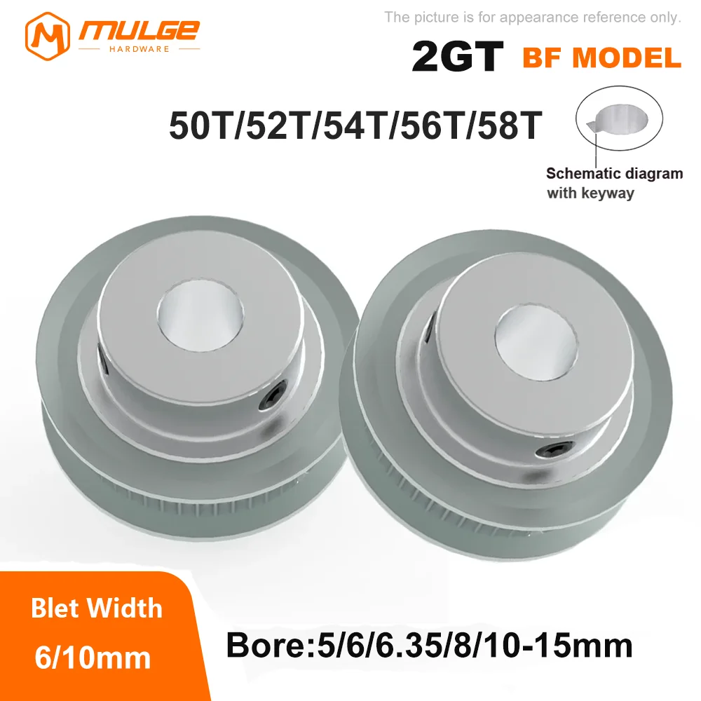 2GT 50T/52T/24T/56T/58Teeth Timing Pulley Bore 5-15mm Belt Width 6/10mm 50Teeth 2MGT Tensioning Wheel Open Synchronous