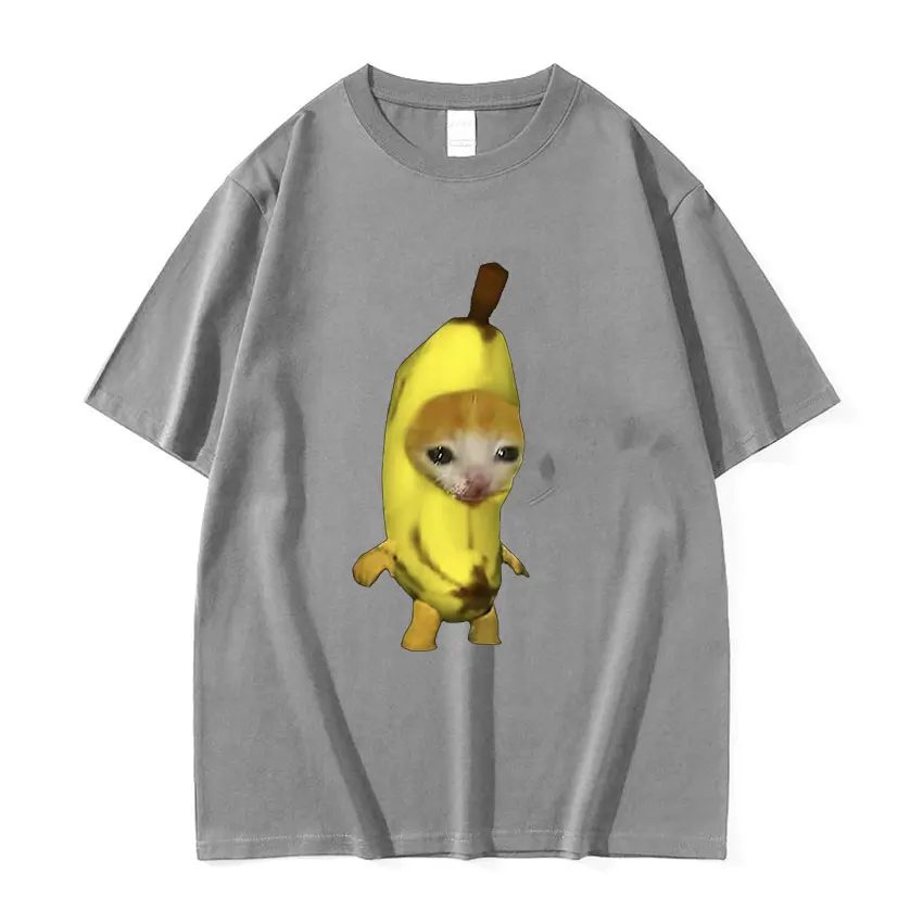 Funny Cute Banana Cat Happy Bananacat Meme Graphic Women T-shirt Shirt Summer Casual Short Sleeve T-shirt Unisex Oversized Tees