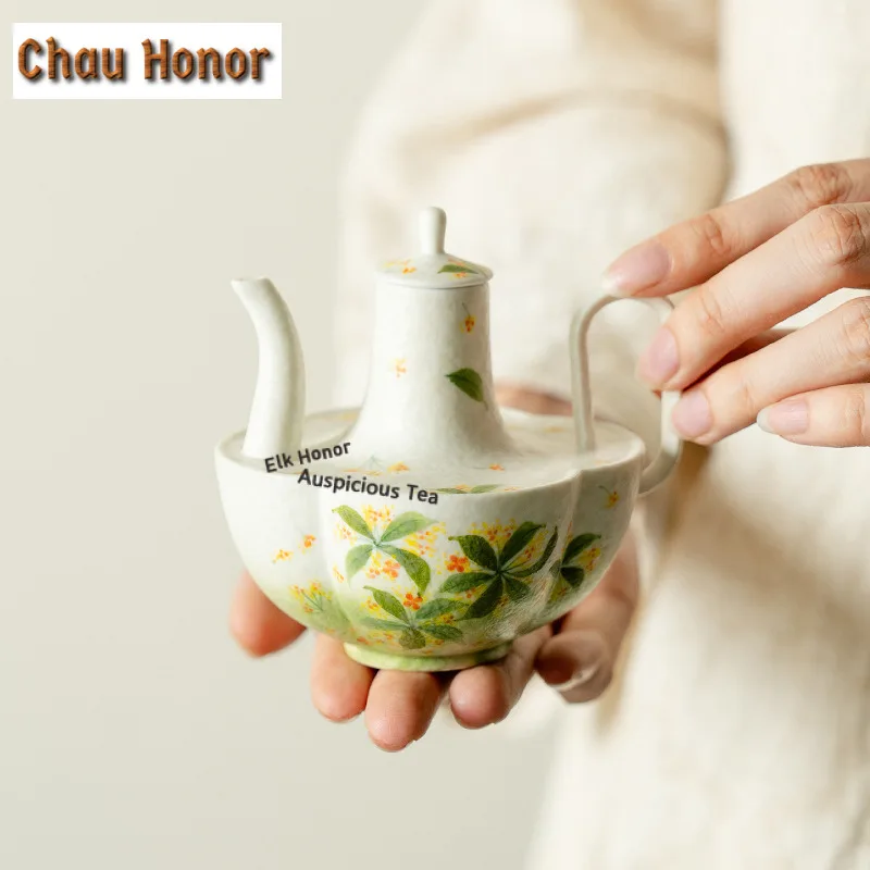 

150ml Hand-painted Osmanthus Teapot Handmade Tea Warm Wine Vessel Pot Tea Soaking Kettle With Filter Kung Fu Tea Tableware Gift