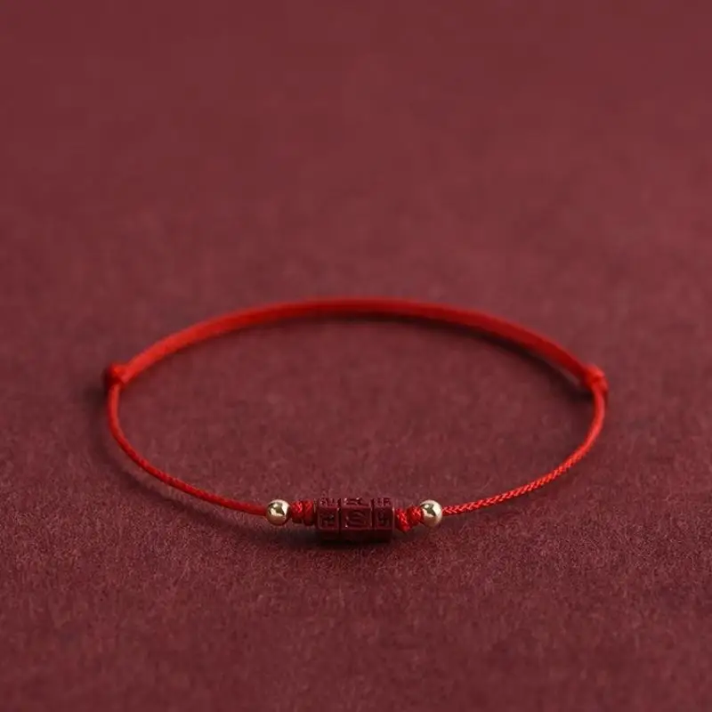 Handmade Red String Bracelet With Cinnabar Beads Lucky Adjustable Bangles For Couple Friends Jewelry New Year Blessing Gifts