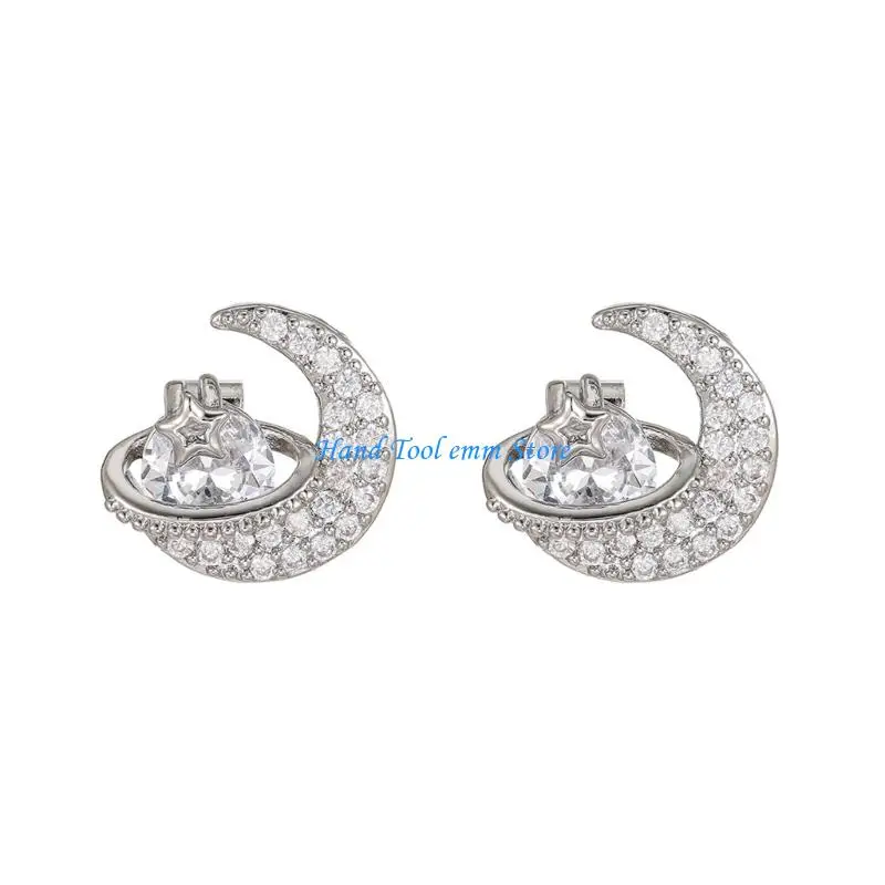 H37F 2Pc Alloy Star Moon Earphone Accessories for FreeClip 1/2 Earbuds Securely Hold