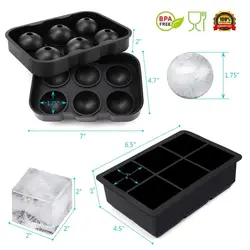 4/6/8Grid Large Ice Cube Trays Silicone Ice Maker Molds with Lid Reusable Whiskey Ball Ice Mold For Bar Party Home Kitchen Tools