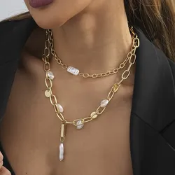 Retro Irregular Imitation Pearl Pendant Necklace for Women Fashionable Ladies Birthday Party Gift Jewelry Wholesale Direct Sales