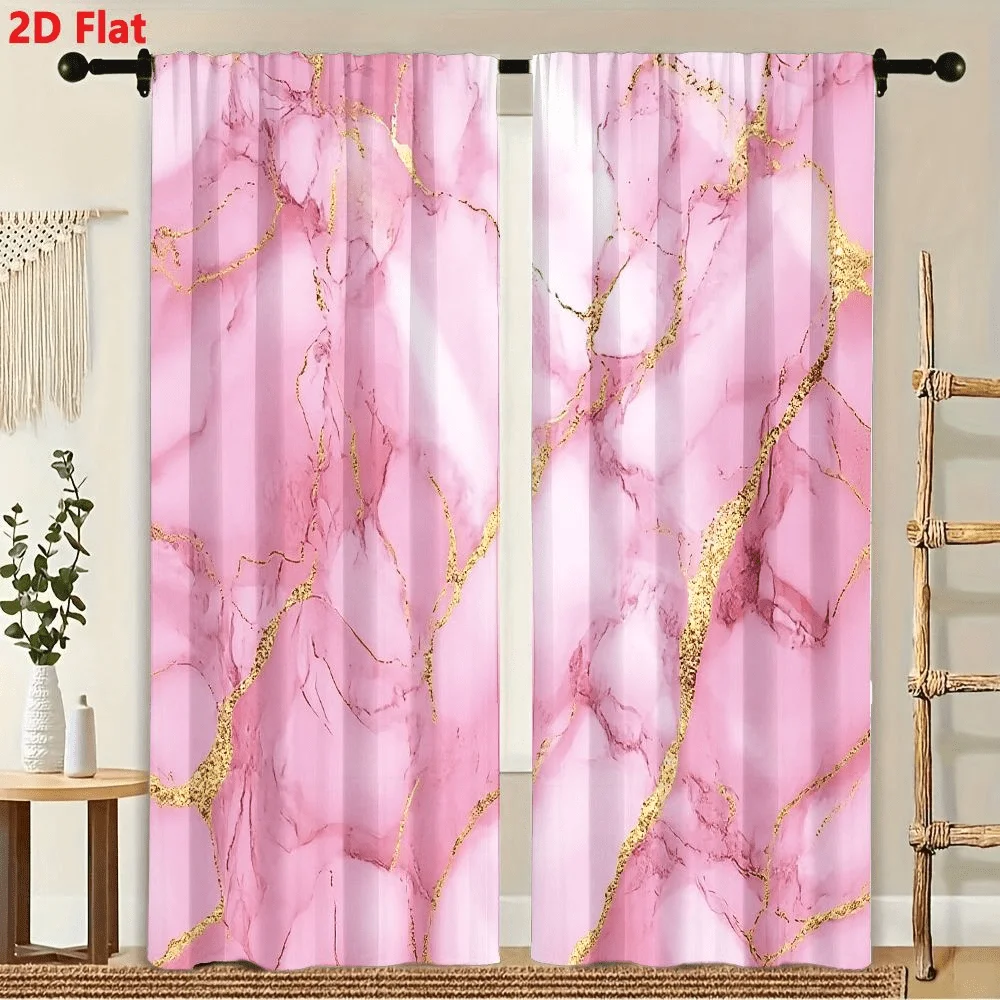 

2Pcs Curtain Abstract Pink Marble Agate Stone Pattern Window Drapes for Bedroom Living Room Decoration Window Treatment.
