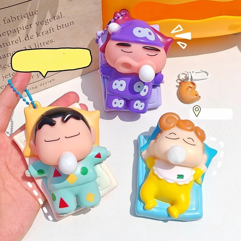 

New Crayon Shin-Chan Keychain Anime Figures Shin Chan's Day Bag Pendant Cartoon Car Key Chain Accessories Girl Toys Fans Gift