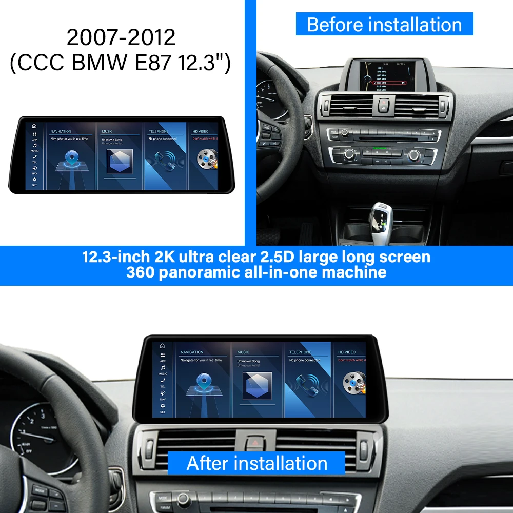

E87 12.3 Inch Android Touch Screen Dvd Player GPS Navigation WIFI Carplay Android Auto Audio Stereo Car Dvd Player