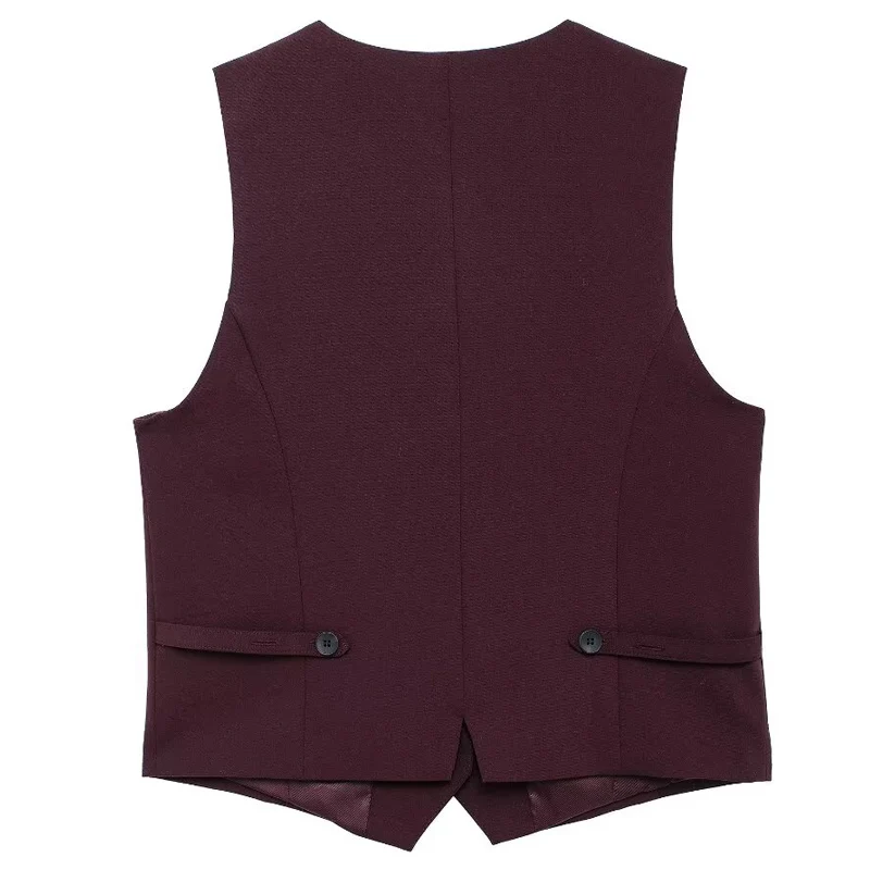 TRAF Sleeveless Waistcoat Women Summer Women's Vest V-Neck Button Up Lady Vests New In Outerwears Office Wear Tailored Vest 2024