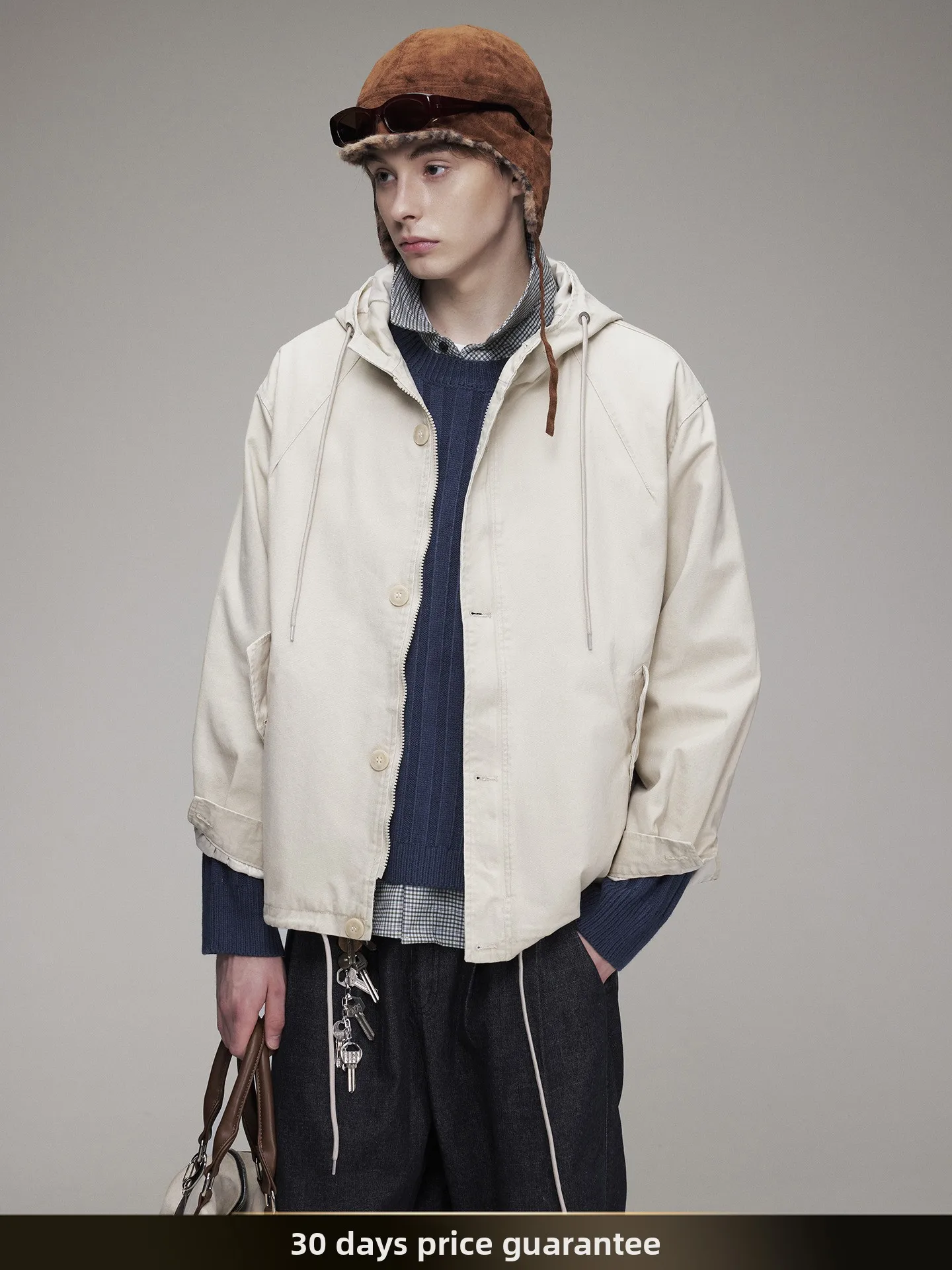 

Retro Japanese Sle Men's Hooded Jaet Loose Casual Workwear Outerwear Autumn Streetwear Versatile Coat for Couples