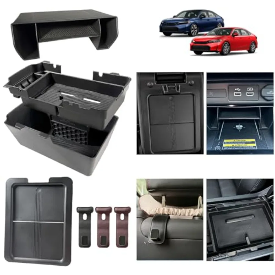 

6pcs-2025 2026 Center Hidden Storage for 2022-2026 Honda 2026 Accessories 11th Gen Sedan Hatchback LX EX Sport Armrest Not for