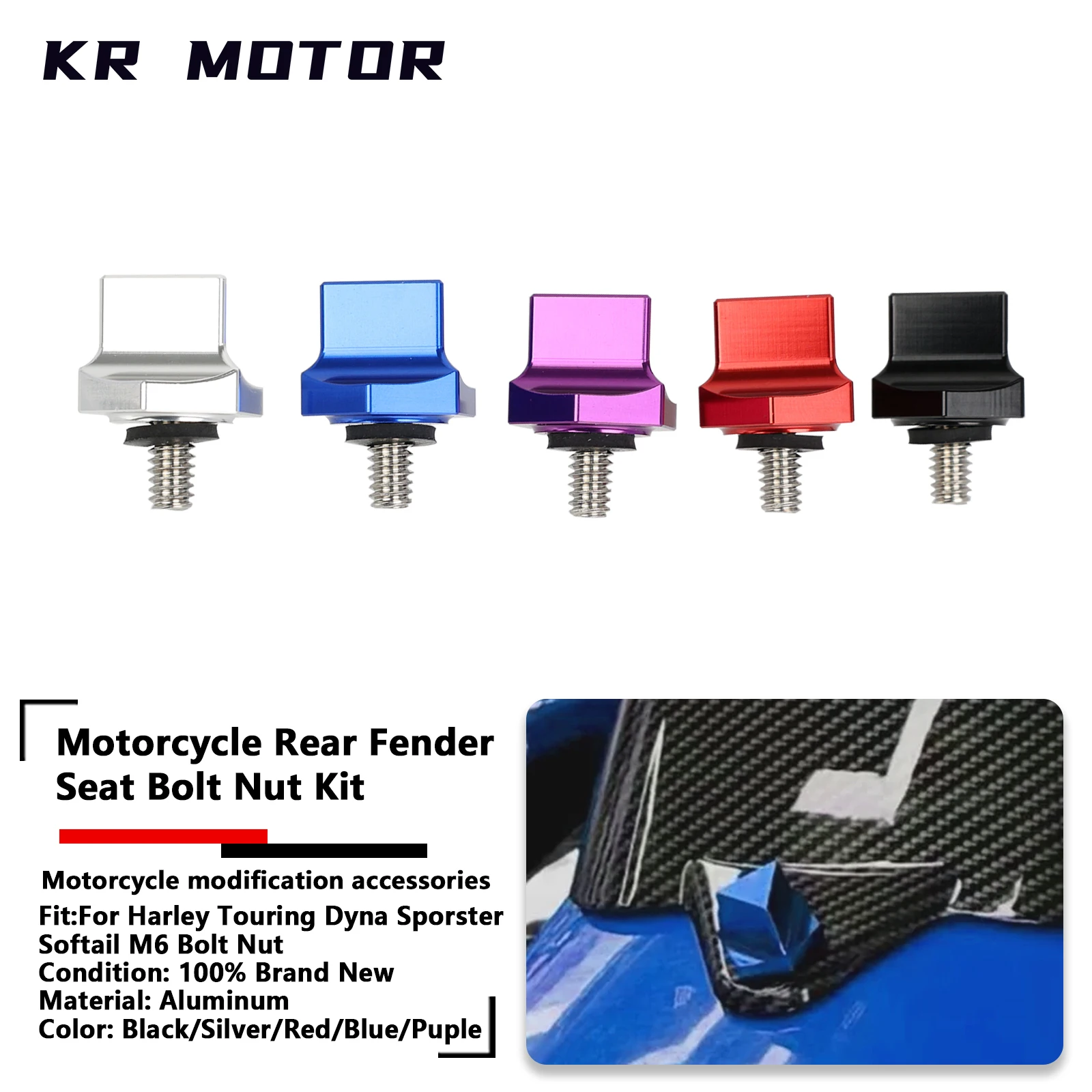 

Motorcycle M6 Screw Quick Release Seat Rear Fender Bolt Nut Kit Accessories For Harley Touring XL883 1200 Dyna Softail Glide