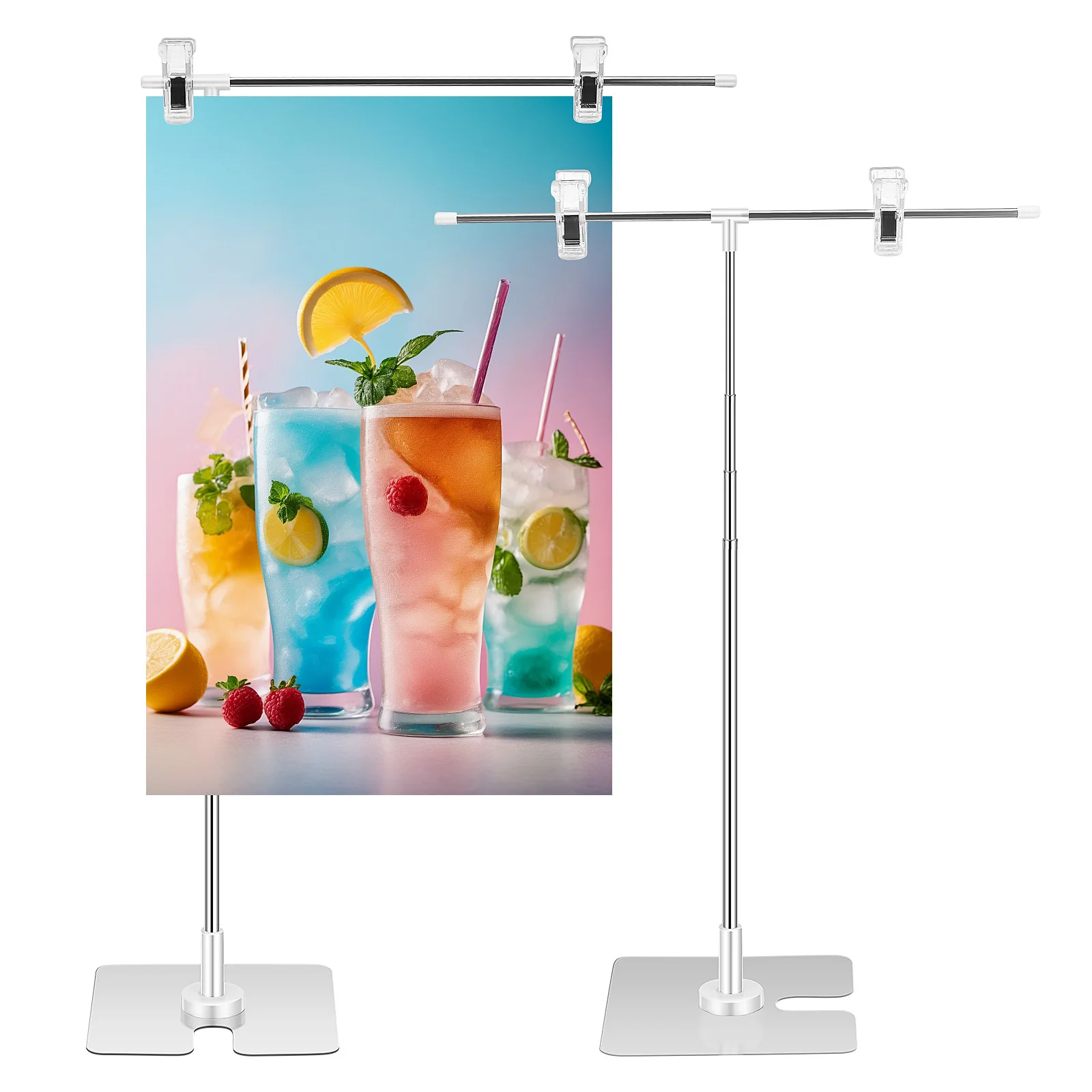 

2 pcs Adjustable Display Stand Set Indoor Banner Holder For Business Sign Advertising Lightweight Retail Poster Stand -